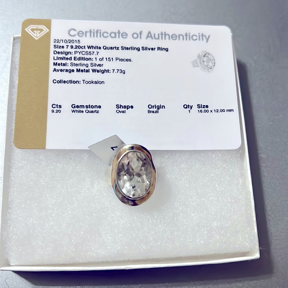 White quartz sterling silver ring